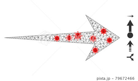 Polygonal Wire Frame Arrow Right Icon with Infectious Elements 79672466