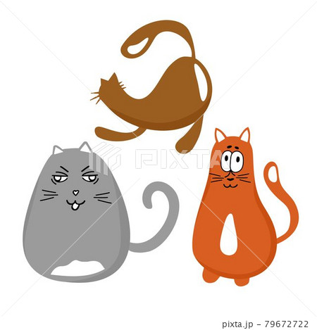A set of three funny cats. Vector illustration...のイラスト素材
