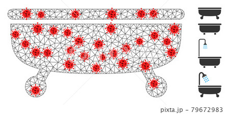 Polygonal Carcass Bathtub Icon with Pathogen Elements Polygonal Carcass Bathtub Icon with Pathogen Elements 79672983