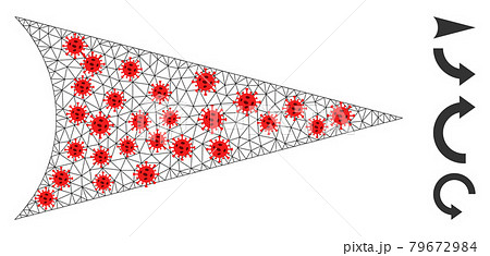 Polygonal Mesh Arrowhead Right Pictogram with Infectious Elements 79672984