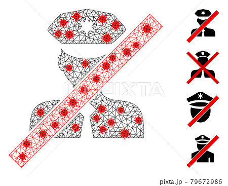 Polygonal Wire Frame Blacklisted Policeman Pictogram with Virus Elements 79672986