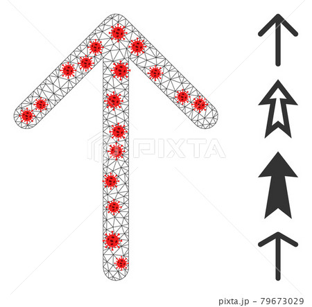 Polygonal Wire Frame Arrow Up Pictogram with Infectious Nodes 79673029
