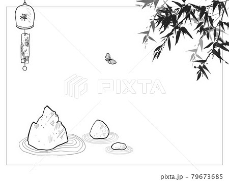 Japanese zen garden doodles. Zen rock garden, butterfly, furin bell and bamboo tree. Hieroglyph - zen Japanese zen garden doodles. Zen rock garden, butterfly, furin bell and bamboo tree. Hieroglyph - zen 79673685