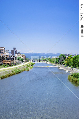 京都　新緑の鴨川　四条大橋 79674349