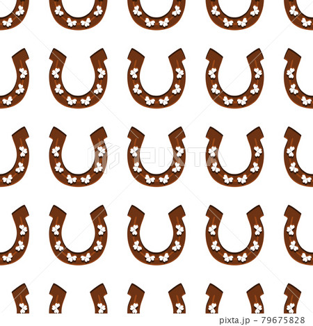 Illustration on theme Irish holiday St Patrick day, seamless horseshoes 79675828