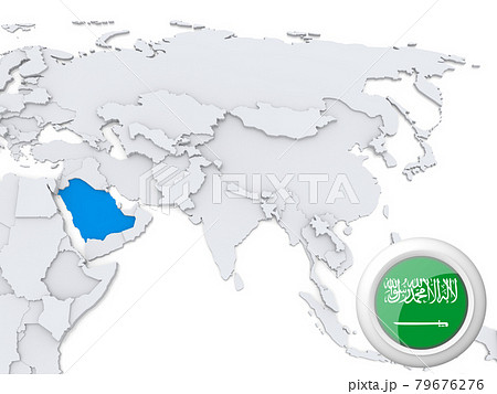 Saudi Arabia Asia Map Saudi Arabia On Map Of Asia - Stock Illustration [79676276] - Pixta