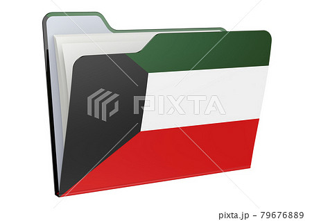 Computer folder icon with Kuwaiti flag. 3D rendering 79676889
