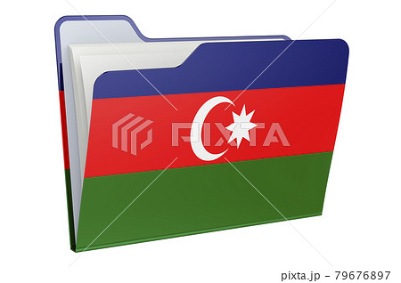 Computer folder icon with Azerbaijani flag. 3D rendering 79676897