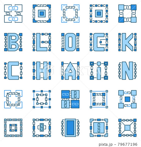 Block Chain blue icons set - vector Blockchain...のイラスト素材 [79677196] - PIXTA