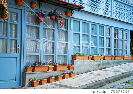 Cityscape of the old city of Tbilisi. Balcony of an old building. Soul and atmosphere of Georgia Cityscape of the old city of Tbilisi. Balcony of an old building. Soul and atmosphere of Georgia 79677217