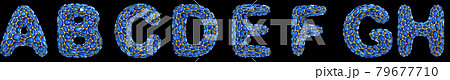 Letter set A, B, C, D, E, F, G, H made of realistic 3d render blue diamond. Collection of Diamond alphabet 79677710