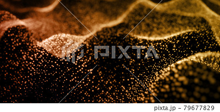 金のパーティクルの波。データの波。 79677829
