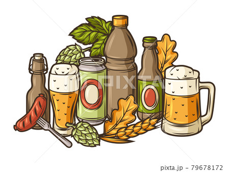 Illustration for beer festival or Oktoberfest. Background for pub or bar menu and flyers. 79678172