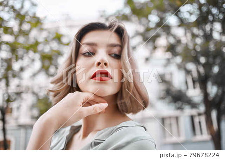 pretty woman red lips charm street lifestyle pretty woman red lips charm street lifestyle 79678224