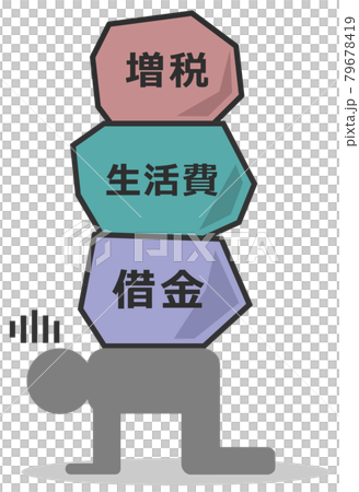 生活費と借金に更に増税の負担で苦しむ人 79678419