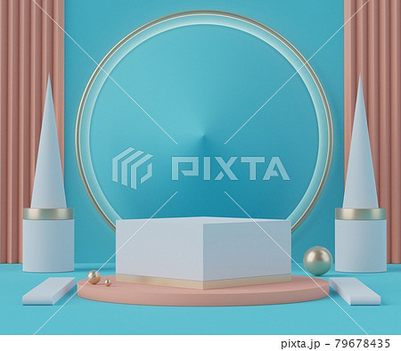3d render of Abstract minimal display podium for showing products or cosmetic presentation with pastel scene 79678435