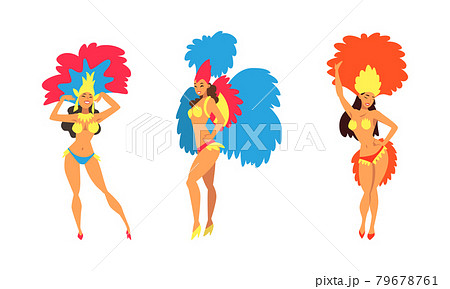 Bright Brazilian Female Samba Dancer Posing In のイラスト素材