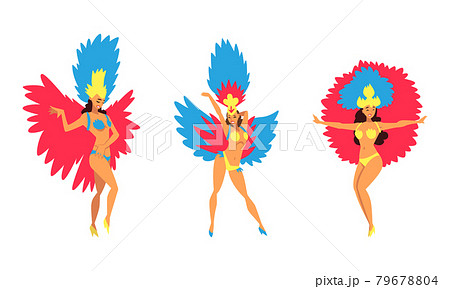 Bright Brazilian Female Samba Dancer Posing In のイラスト素材