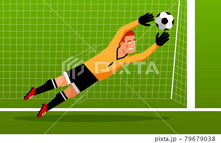 Soccer Goalkeeper Catches The Ballのイラスト素材