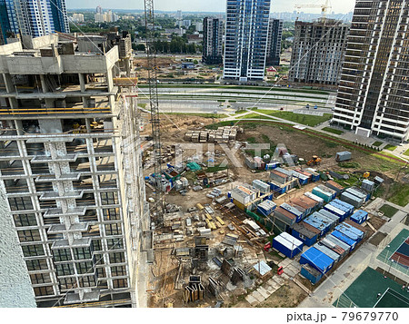 High Rise Building Under Construction, Construction Crane And Modern City 79679770