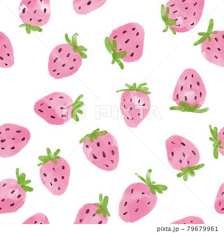 Seamless pattern with watercolor hand drawn cute strawberries on white background. Seamless pattern with watercolor hand drawn cute strawberries on white background. 79679961