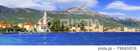 Beautiful coastal towns in Croatia. Scenic Kastella in Dalmatia. Kastel Stafilic village 79680059