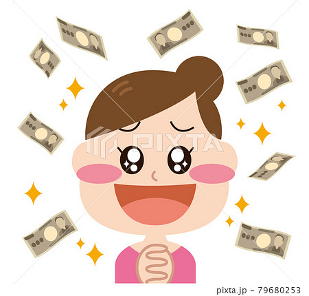 お金に喜ぶ女性 お金に喜ぶ女性 79680253