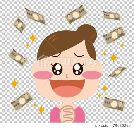 お金に喜ぶ女性 お金に喜ぶ女性 79680253