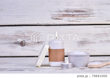 Still life white accessories for spa treatment. Still life white accessories for spa treatment. 79681000