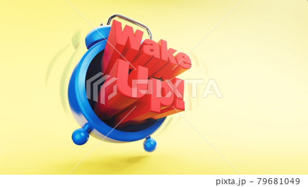 retro vintage Alarm clock with wake up wording Time concept 3d rendering 79681049