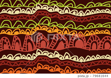 African Print fabric, Ethnic handmade ornament for your design, tribal pattern motifs geometric elements. Vector texture, afro textile Ankara fashion style. Pareo wrap dress, carpet batik from Mali 79681644