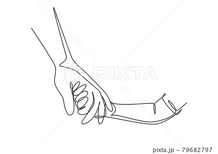 Continuous one line drawing father holds hand of small child. Childhood with family. Daughter have bonding with her father. Hero father and family pride. Single line design vector graphic illustration Continuous one line drawing father holds hand of small child. Childhood with family. Daughter have bonding with her father. Hero father and family pride. Single line design vector graphic illustration 79682797