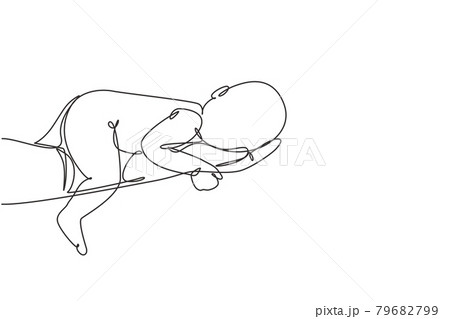 Single one line drawing beautiful new born baby resting on mom's hand. Tiny newborn baby's and female hands. Happy mom and her child. Modern continuous line draw design graphic vector illustration Single one line drawing beautiful new born baby resting on mom's hand. Tiny newborn baby's and female hands. Happy mom and her child. Modern continuous line draw design graphic vector illustration 79682799