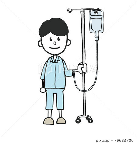 点滴をする男性のイラスト素材