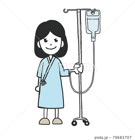 点滴をする女性のイラスト素材