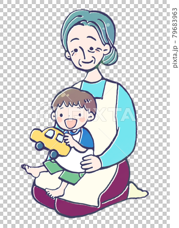 おばあちゃんと孫の男の子のイラストのイラスト素材 [79683963] - PIXTA