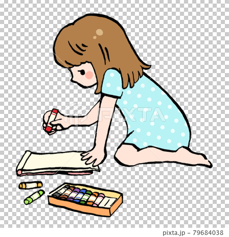 一個女孩畫畫的插圖 79684038