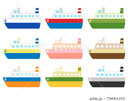 船や客船をイメージしたイラストのセットのイラスト素材