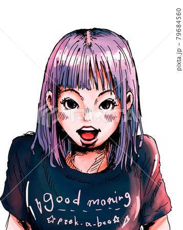 紫色の髪の女性 紫色の髪の女性 79684560