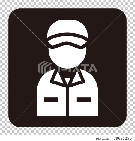帽子を被った作業員のアイコンイラスト 白ヌキのイラスト素材