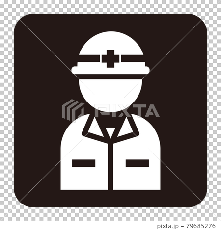 戴著頭盔/白色空白的工人的圖示插圖 79685276