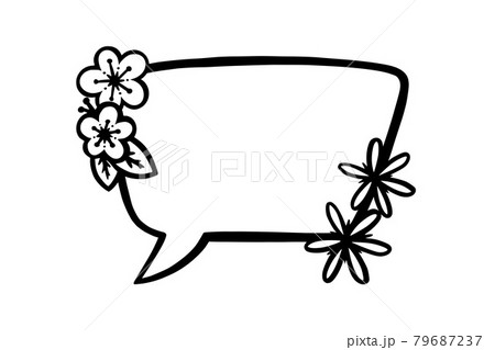 Floral rectangular speech bubble or label for scrapbooks decoration. Frame with flowers for text or message. Doodle vector illustration 79687237