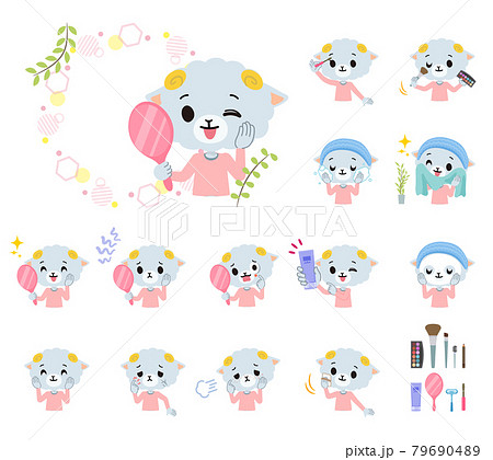 美容に関するひつじの男の子のセット 79690489