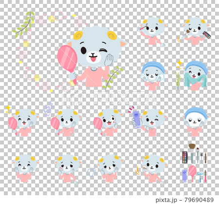 美容に関するひつじの男の子のセット 79690489