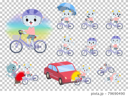 シティサイクルに乗ったひつじの男の子のセット 79690490