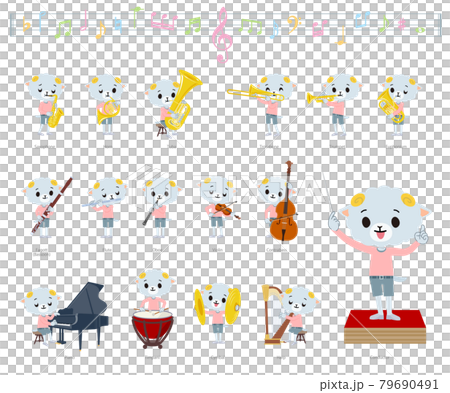 クラシック音楽演奏に関するひつじの男の子のセット 79690491