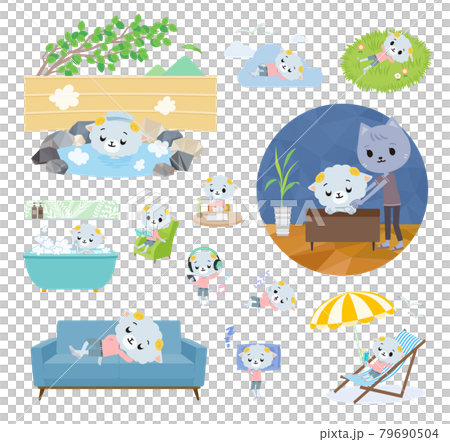 Set of sheep boys on a drinking party Set of sheep boys on a drinking party 79690504