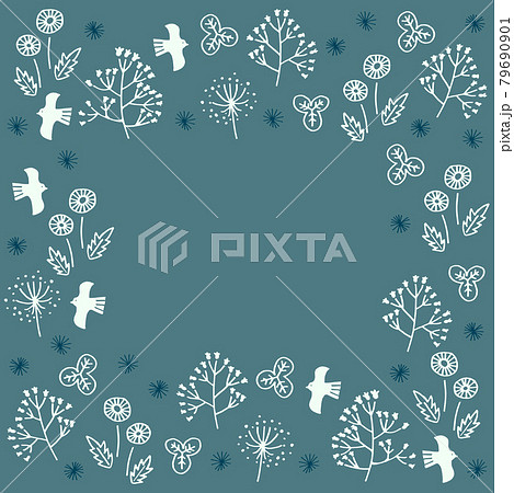 緑北欧お手紙フレームのイラスト素材