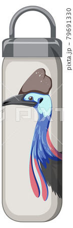 A white thermos bottle with bird animal pattern 79691330