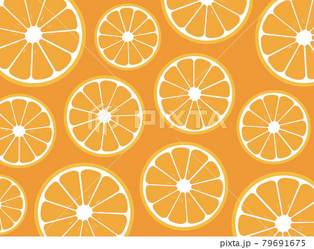 オレンジ輪切り断面パターンイメージ背景 フラットカラー のイラスト素材